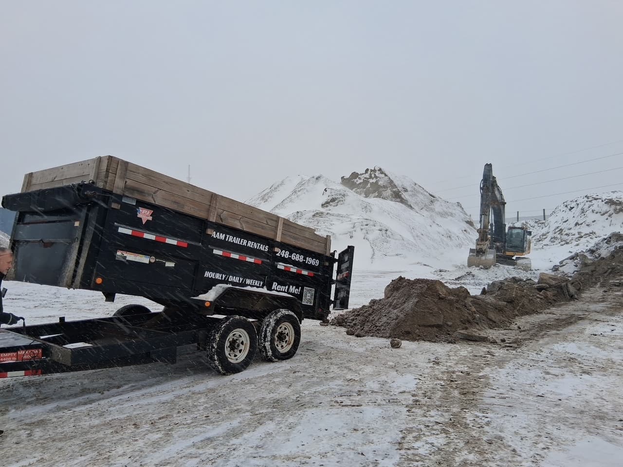 Customer jobsite with rental trailer