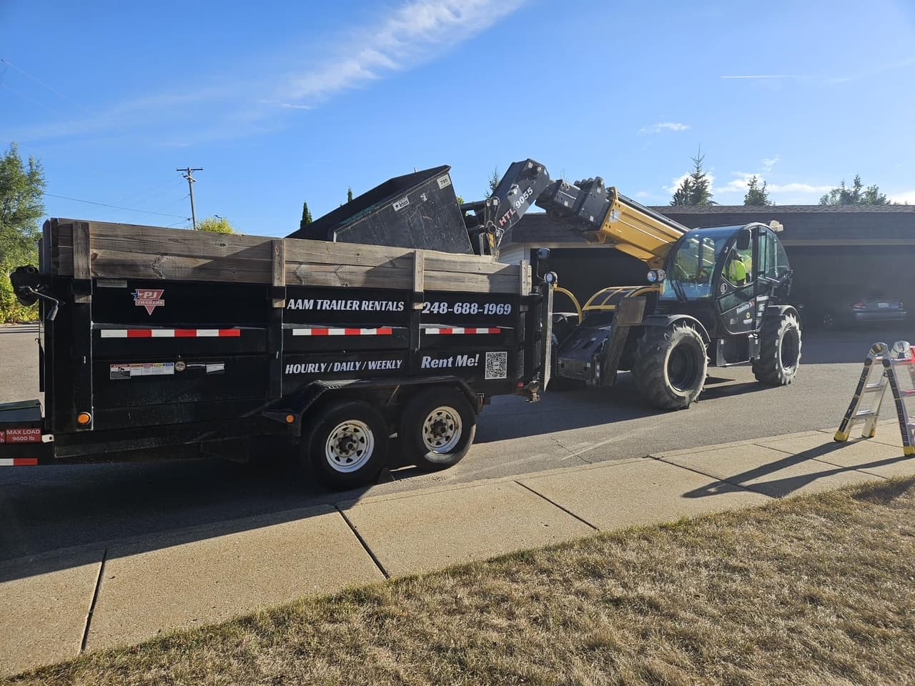 Loaded trailer on site